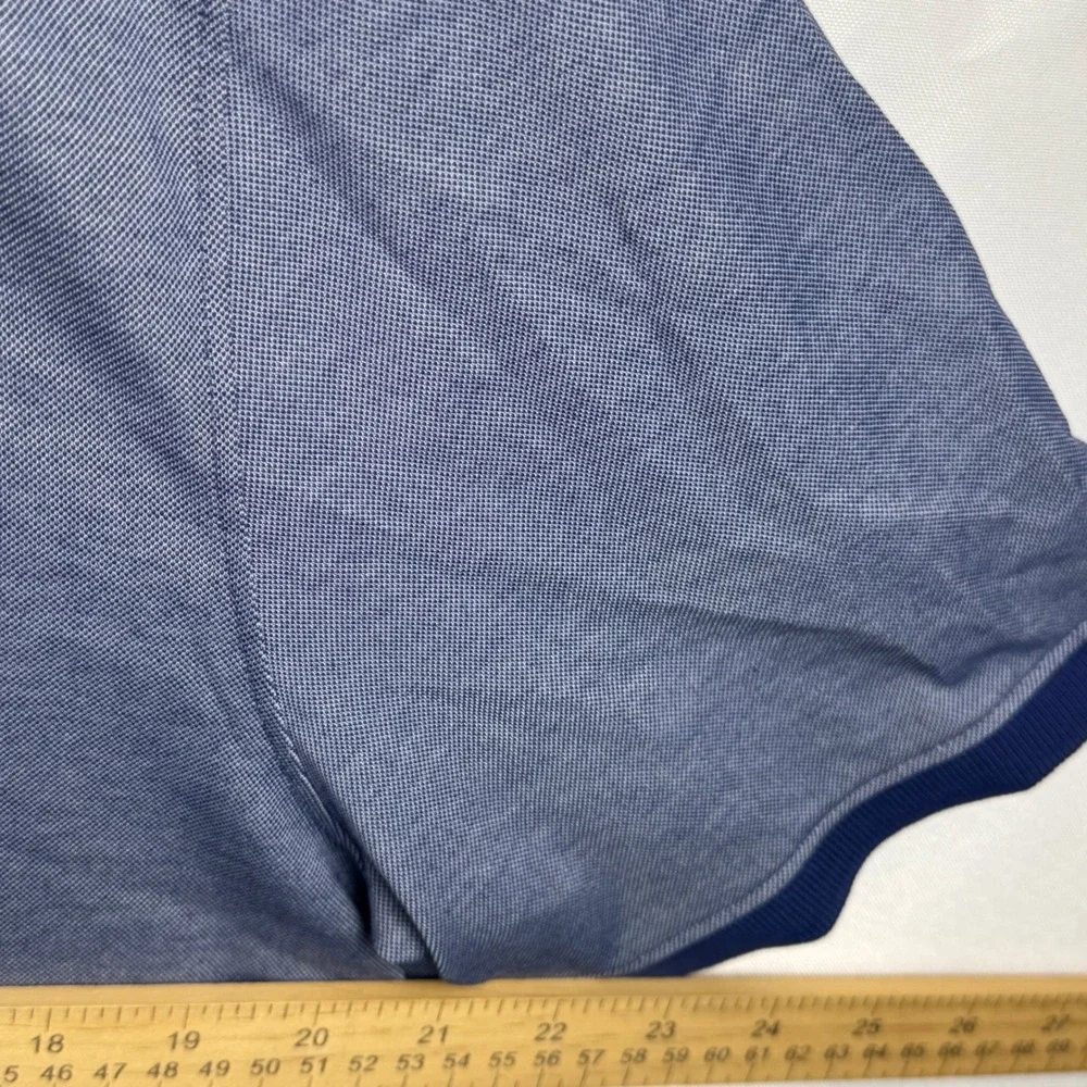 UNTUCKit Mens Day Polo Shirt Blue Heathered Pima Cotton Regular Fit 42037 L